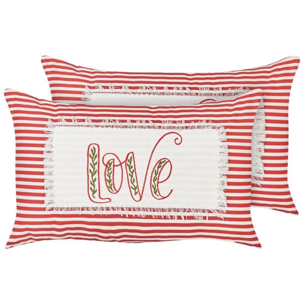 Set med 2 kuddar Broderad bomull Röd ALSINE 30 x 50 cm Lumarko!