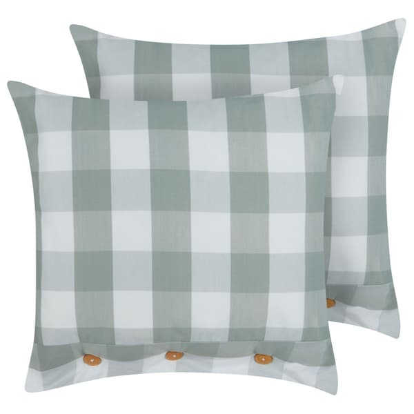 Set med 2 TAMNINE prydnadskuddar 45 x 45 cm Mint Rutig Lumarko!