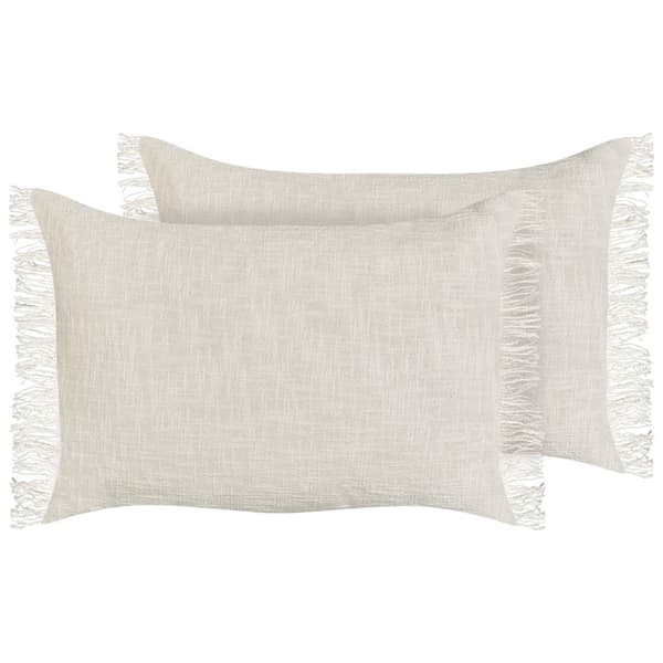 Set med 2 prydnadskuddar MABA Bomull 50 x 35 cm Offwhite Enfärgad Lumarko!
