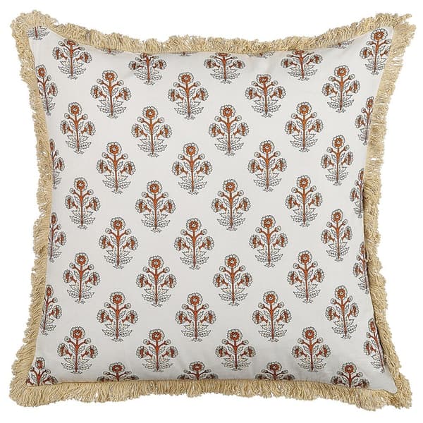 OMORIKA Dekorationskudde bomull 45 x 45 cm vit blommönster Lumarko!