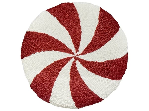 Sæt med 2 SWIRL CANDY Bouclé pyntepuder 40 x 40 cm Rødt julemønster Lumarko!