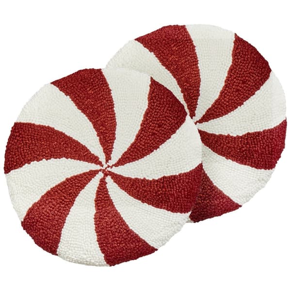 Sæt med 2 SWIRL CANDY Bouclé pyntepuder 40 x 40 cm Rødt julemønster Lumarko!