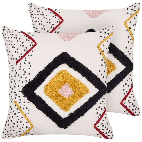 Set med 2 SOLANUM prydnadskuddar bomull 45 x 45 cm Färgglatt geometriskt mönster Lumarko!