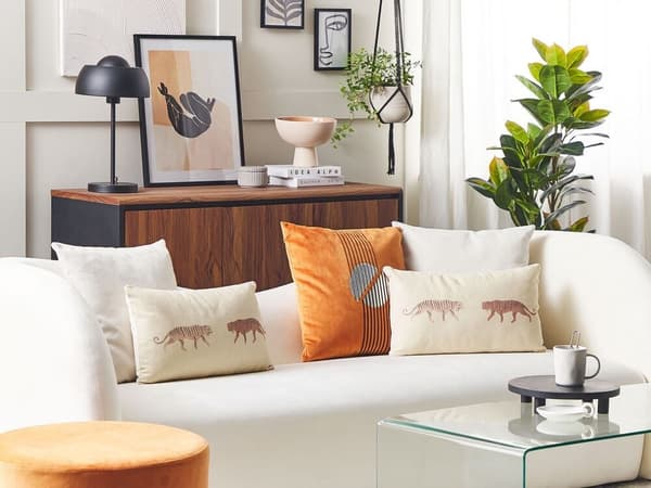 Set med 2 NIEREMBERGIA prydnadskuddar 30 x 50 cm Beige Djurmönster Lumarko!