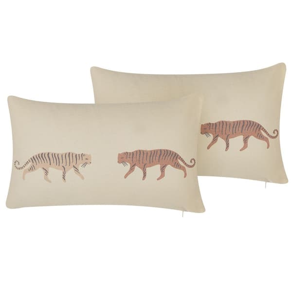 Set med 2 NIEREMBERGIA prydnadskuddar 30 x 50 cm Beige Djurmönster Lumarko!