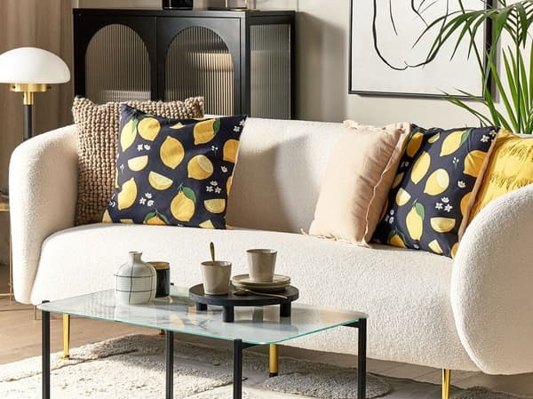 Set med 2 CITRUS prydnadskuddar 45 x 45 cm Svarta växtmönster Lumarko!