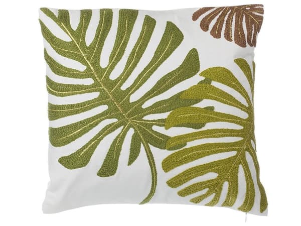 Set med 2 prydnadskuddar ZENOBIA bomull 45 x 45 cm mörkgrön växtmönster Lumarko!