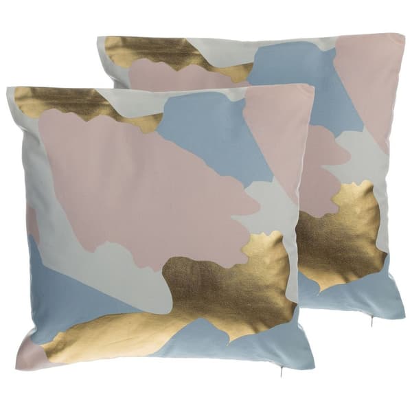 Sæt med 2 IXIA pyntepuder bomuld 45 x 45 cm lyserød abstrakt mønster Lumarko!
