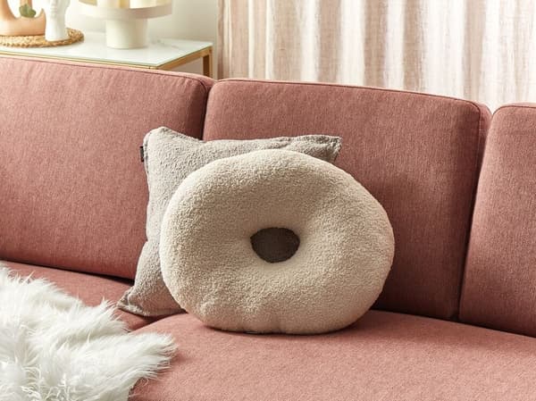 Set med 2 HESPERIS Boucle prydnadskuddar Beige Enfärgade Lumarko!