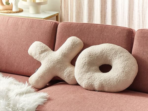 Set med 2 HESPERIS Boucle prydnadskuddar Beige Enfärgade Lumarko!