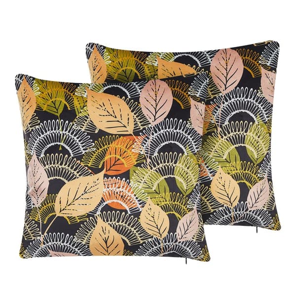 Set med 2 LAGURUS sammetsprydnader 45 x 45 cm Färgglatt växtmönster Lumarko!