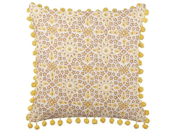 Set med 2 prydnadskuddar LYCROIS bomull 45 x 45 cm gult blommönster Lumarko!