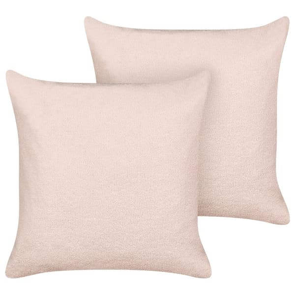 Set med 2 LEUZEA Boucle prydnadskuddar 60 x 60 cm Pastellrosa Enfärgad Lumarko!