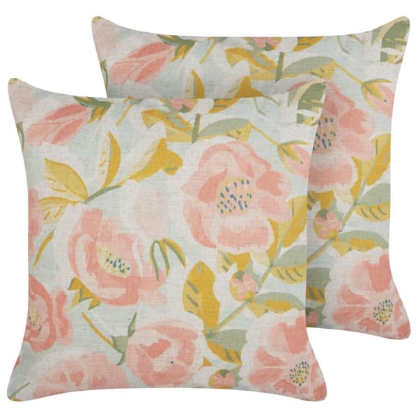 Set med 2 ZAHRIYE prydnadskuddar 45 x 45 cm Rosa blommönster Lumarko!