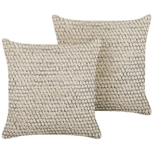 Set med 2 HOWEA prydnadskuddar i bomull 45 x 45 cm Beige Geometriskt mönster Lumarko!