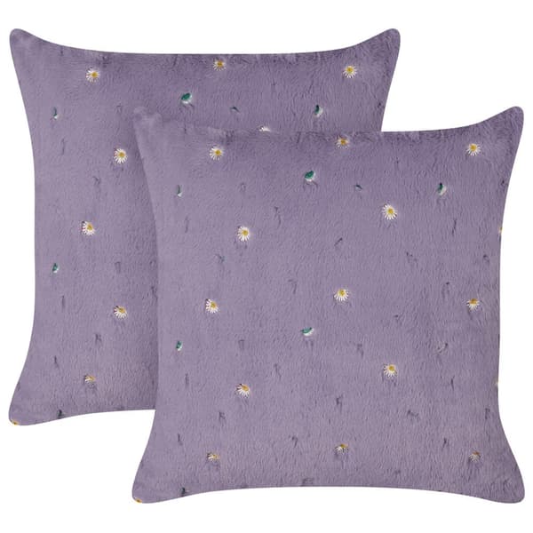 Set med 2 LAVATERA prydnadskuddar 45 x 45 cm lila blommönster Lumarko!