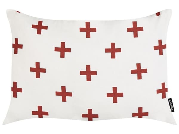 Sæt med 2 pyntepuder VELLEIA Bomuld 50 x 35 cm Hvid Geometrisk mønster Lumarko!