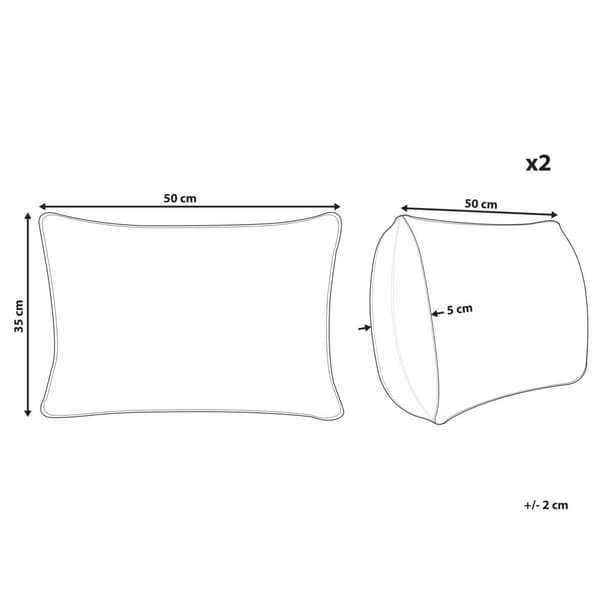 Sæt med 2 pyntepuder VELLEIA Bomuld 50 x 35 cm Hvid Geometrisk mønster Lumarko!