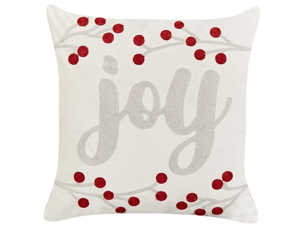 Set med 2 prydnadskuddar PRALINE Sammet 45 x 45 cm Vitt julmönster Lumarko!
