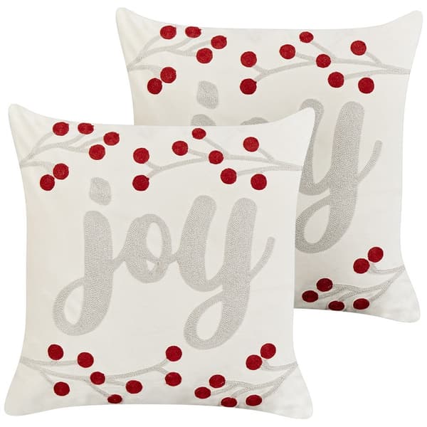 Set med 2 prydnadskuddar PRALINE Sammet 45 x 45 cm Vitt julmönster Lumarko!