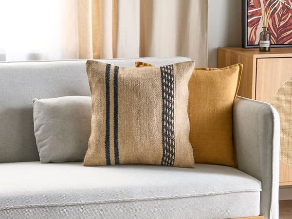 DESALIX Jute Pyntepude 45 x 45 cm Beige Stribet Lumarko!