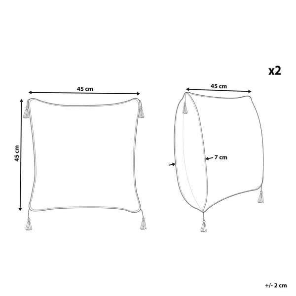 Set med 2 prydnadskuddar SCHEFFLERA Sammet 45 x 45 cm Vit Geometriskt mönster Lumarko!