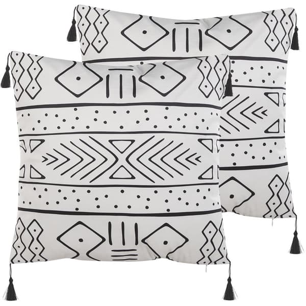 Set med 2 prydnadskuddar SCHEFFLERA Sammet 45 x 45 cm Vit Geometriskt mönster Lumarko!