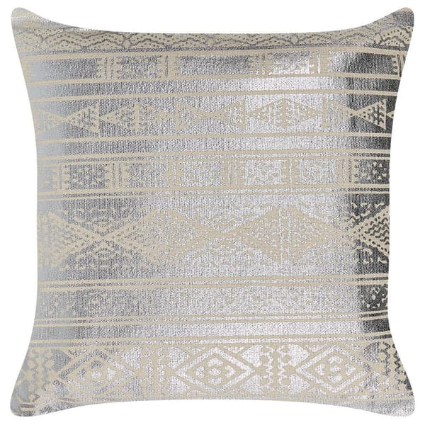 OUJDA Prydnadskudde Bomull 50 x 50 cm Silver Geometriskt Mönster Lumarko!