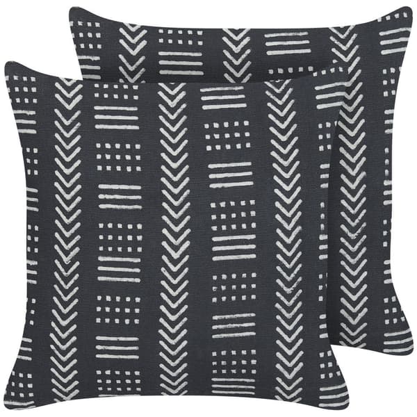 Set med 2 prydnadskuddar BENZOIN Bomull 45 x 45 cm Svart Geometriskt mönster Lumarko!