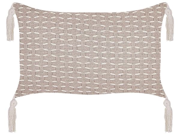 Sæt med 2 HAKONE pyntepuder 45 x 25 cm Beige-grå Geometrisk mønster Lumarko!