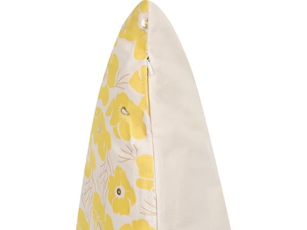 Set med 2 TRITELEIA prydnadskuddar i sammet 45 x 45 cm gult blommönster Lumarko!