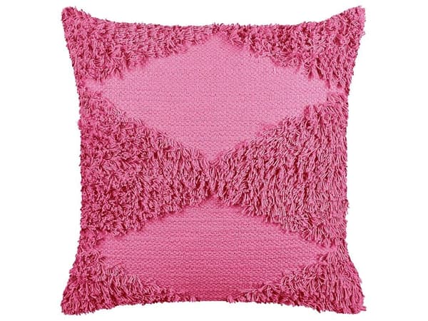 Set med 2 prydnadskuddar RHOEO Bomull 45 x 45 cm Rosa Geometriskt mönster Lumarko!