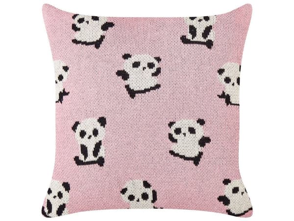 2 barnkuddar i bomull med pandor 45 x 45 cm rosa TALOKAN Lumarko!