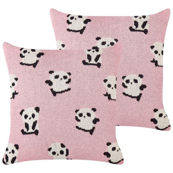 2 barnkuddar i bomull med pandor 45 x 45 cm rosa TALOKAN Lumarko!