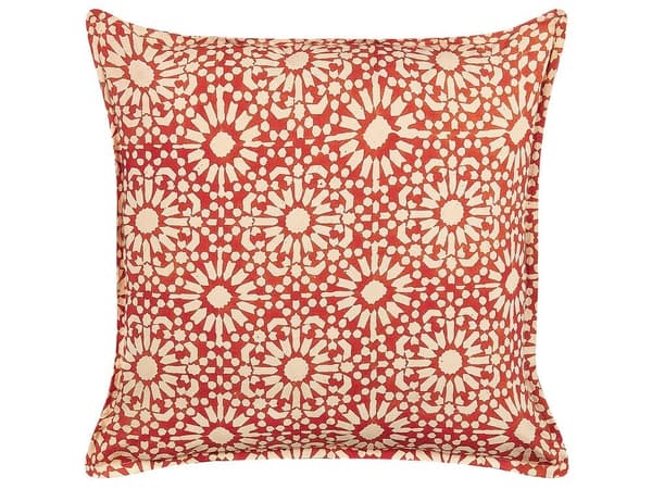 Set med 2 CEIBA prydnadskuddar bomull 45 x 45 cm röda geometriska mönster Lumarko!