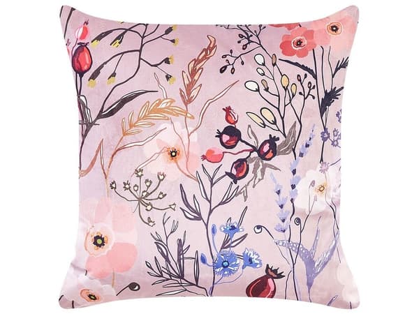 Set med 2 ANEMONES sammetsprydnader 45 x 45 cm Pastellrosa Blommönster Lumarko!