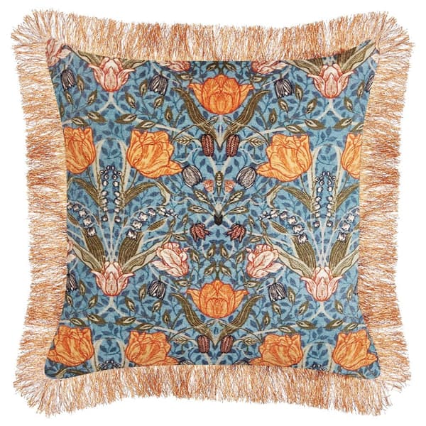 MITELLA sammetskudde 45 x 45 cm blått blommönster Lumarko!