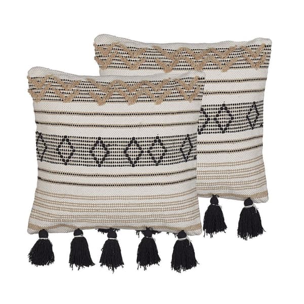 Set med 2 prydnadskuddar SAMBUCUS Bomull 45 x 45 cm Beige Geometriskt mönster Lumarko!
