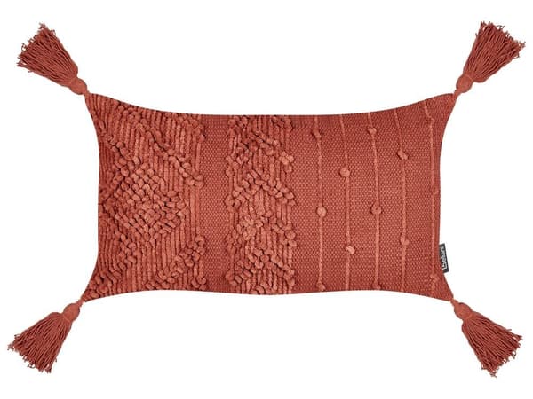 Set med 2 prydnadskuddar VALVARIA bomull 30 x 50 cm röd sicksackmönster Lumarko!