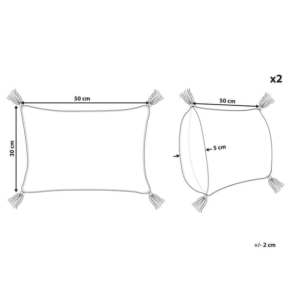 Set med 2 prydnadskuddar VALVARIA bomull 30 x 50 cm röd sicksackmönster Lumarko!