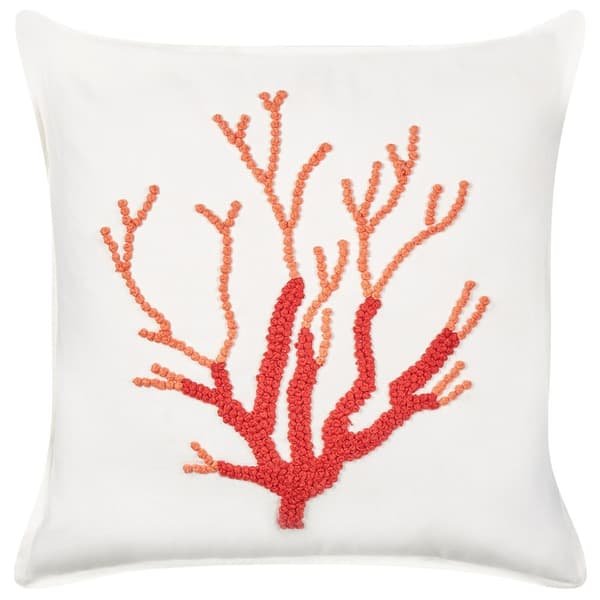 CORALIUM prydnadskudde bomull 45 x 45 cm vit växtmönster Lumarko!