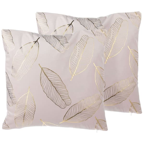Set med 2 FREESIA sammetsprydnader 45 x 45 cm Rosa växtmönster Lumarko!