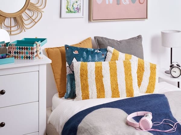 Set med 2 HELIANTHUS prydnadskuddar bomull 30 x 50 cm vitrandig Lumarko!