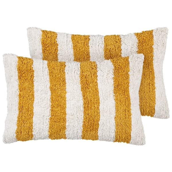 Set med 2 HELIANTHUS prydnadskuddar bomull 30 x 50 cm vitrandig Lumarko!
