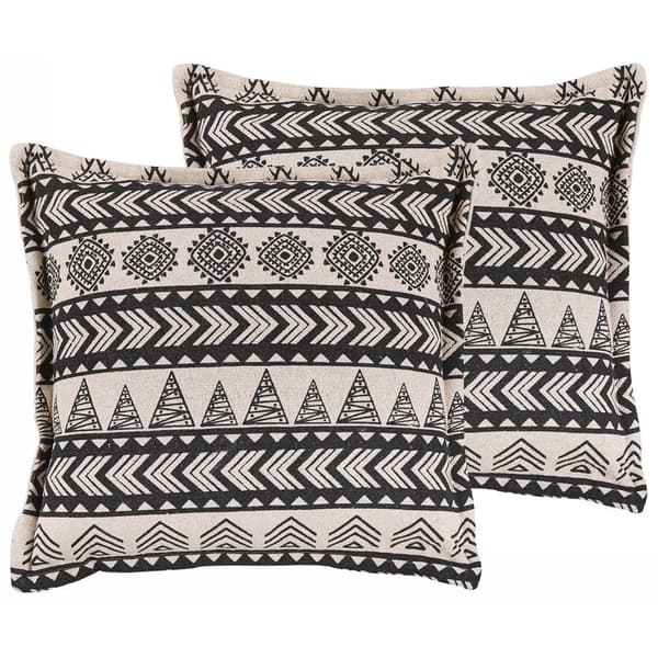 Set med 2 HENTEPE prydnadskuddar i bomull 45 x 45 cm Svarta Geometriska mönster Lumarko!