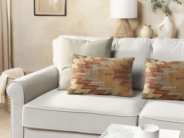 Set med 2 DEEPOR juteprydnader 30 x 50 cm Färgglatt orientaliskt mönster Lumarko!