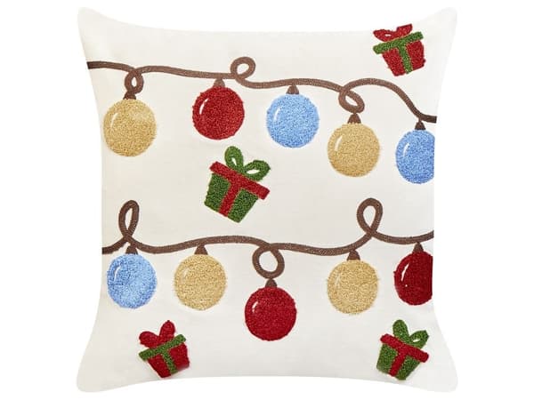 Set med 2 prydnadskuddar PALMIER Sammet 45 x 45 cm Offwhite Julmönster Lumarko!