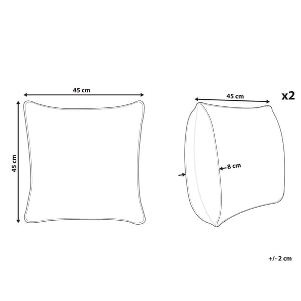 Set med 2 prydnadskuddar PALMIER Sammet 45 x 45 cm Offwhite Julmönster Lumarko!