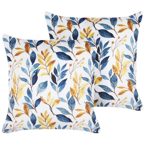 Set med 2 prydnadskuddar CATTLEYA sammet 45 x 45 cm färgglatt växtmönster Lumarko!