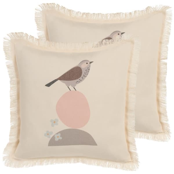 Set med 2 WATTLE prydnadskuddar 60 x 60 cm ljusbeige djurmönster Lumarko!